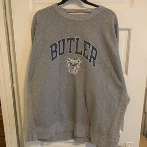 Gray/grey Butler University Champion Crewneck Sweatshirt, size XXL